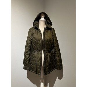 French Connection Olive Green Quilted Women's Coat Removable Hood  Small